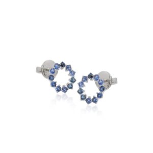 18KT White Gold Pair Of Earrings with Blue Sapphire