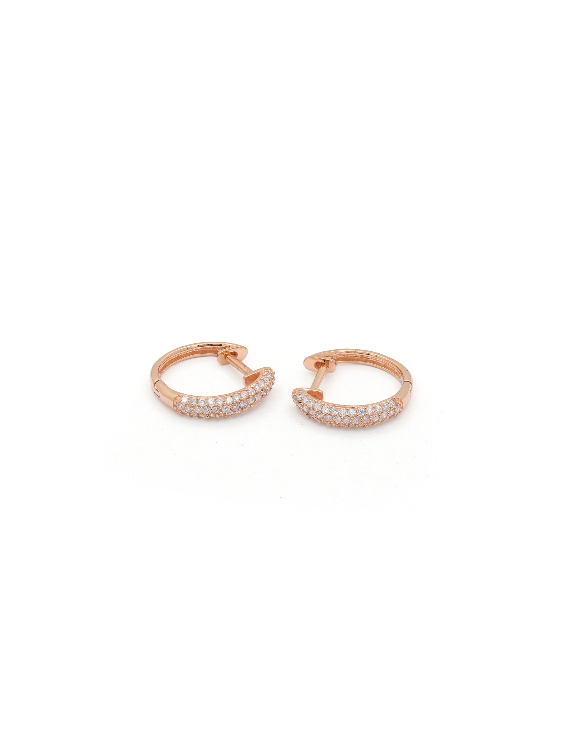 18KT Pink Gold Pair Of Gypsies with Diamonds