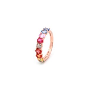 18KT Pink Gold Ring with Mix Sapphires & Diamonds