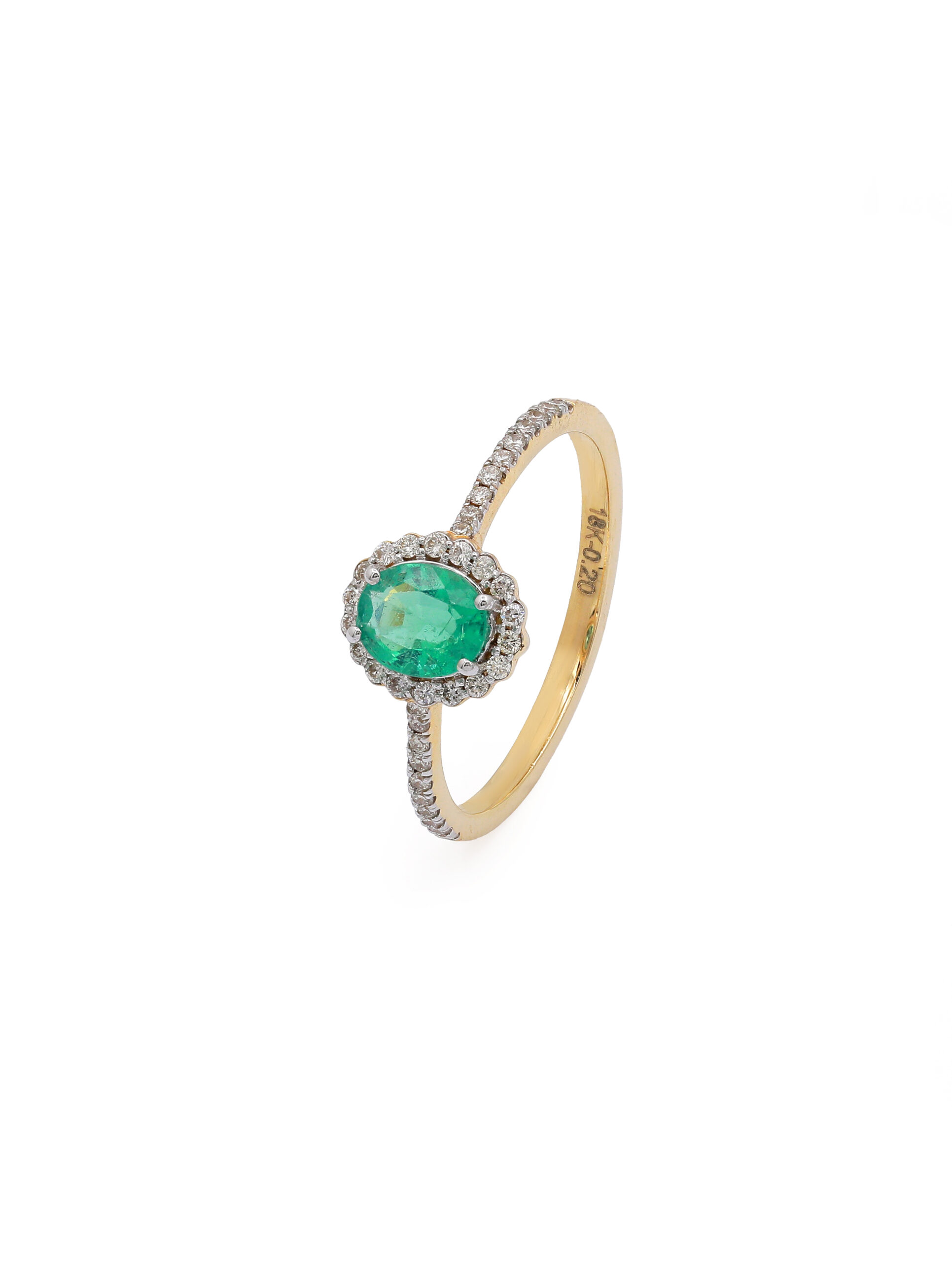 18KT Yellow Gold Ring with Emerald & Diamonds