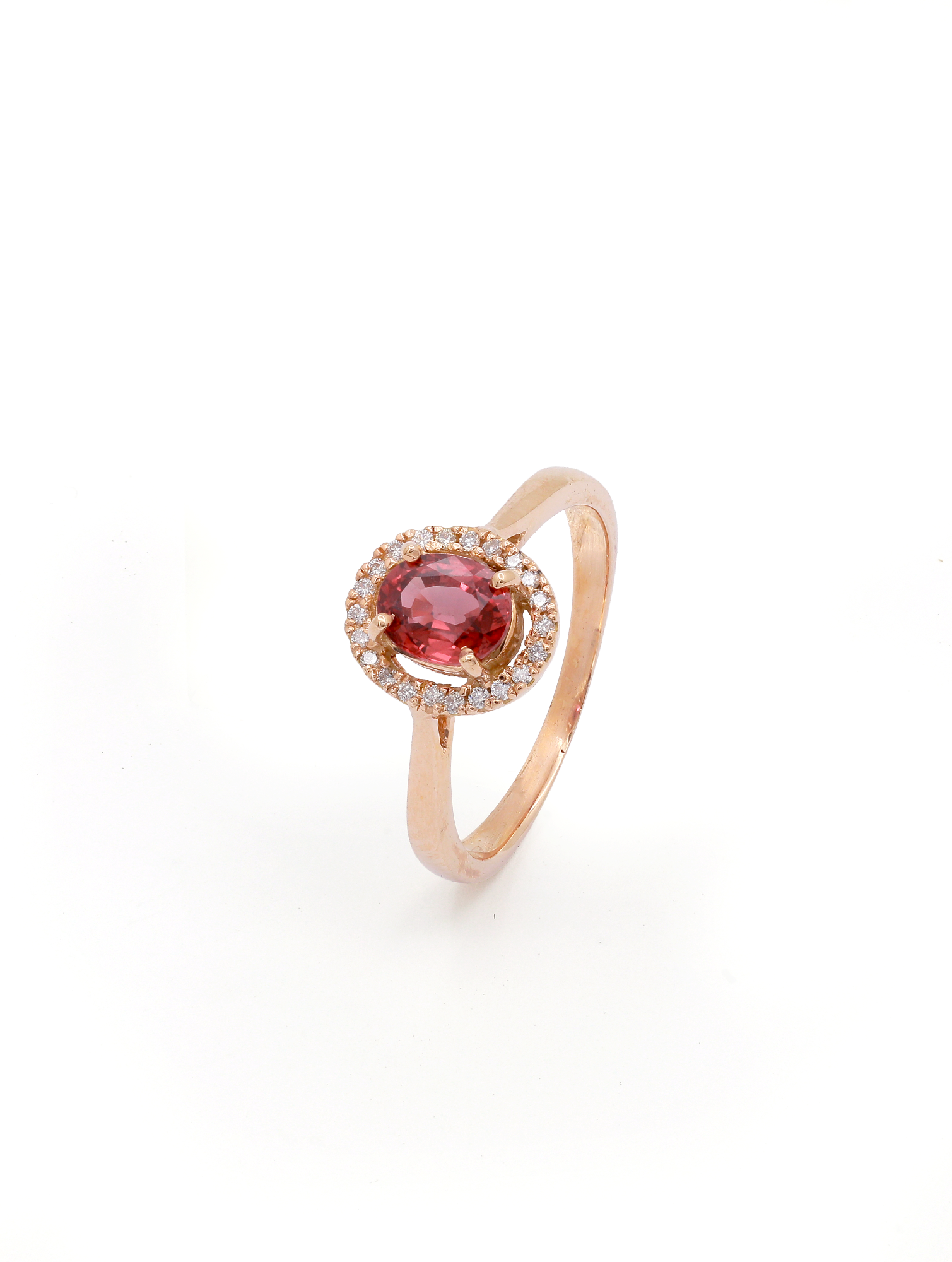 18KT Pink Gold Ring with Orange Sapphire & Diamonds