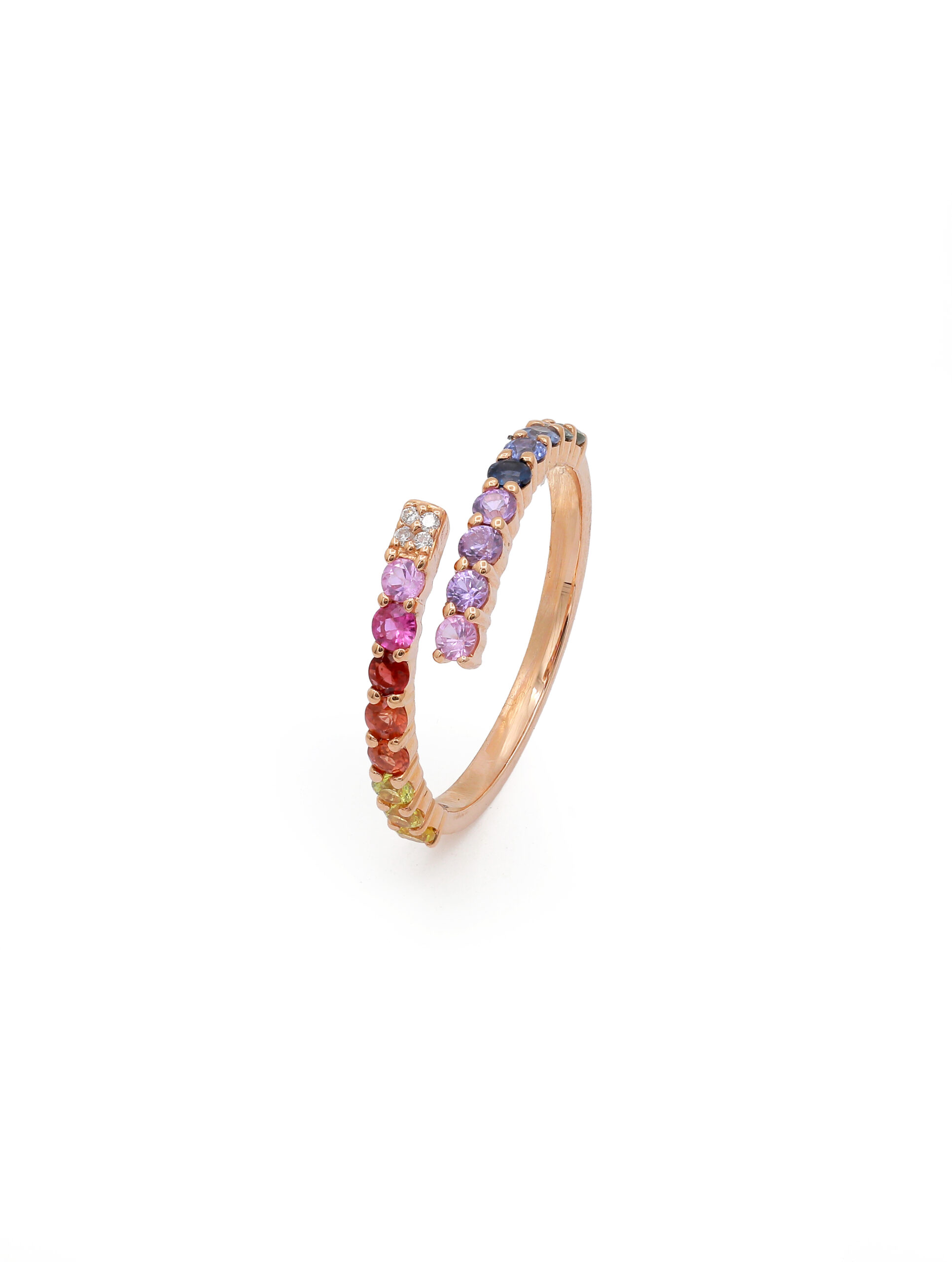 18KT Pink Gold Ring with Mix Sapphires & Diamonds