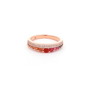 18KT Pink Gold Ring with Mix Sapphires & Diamonds.