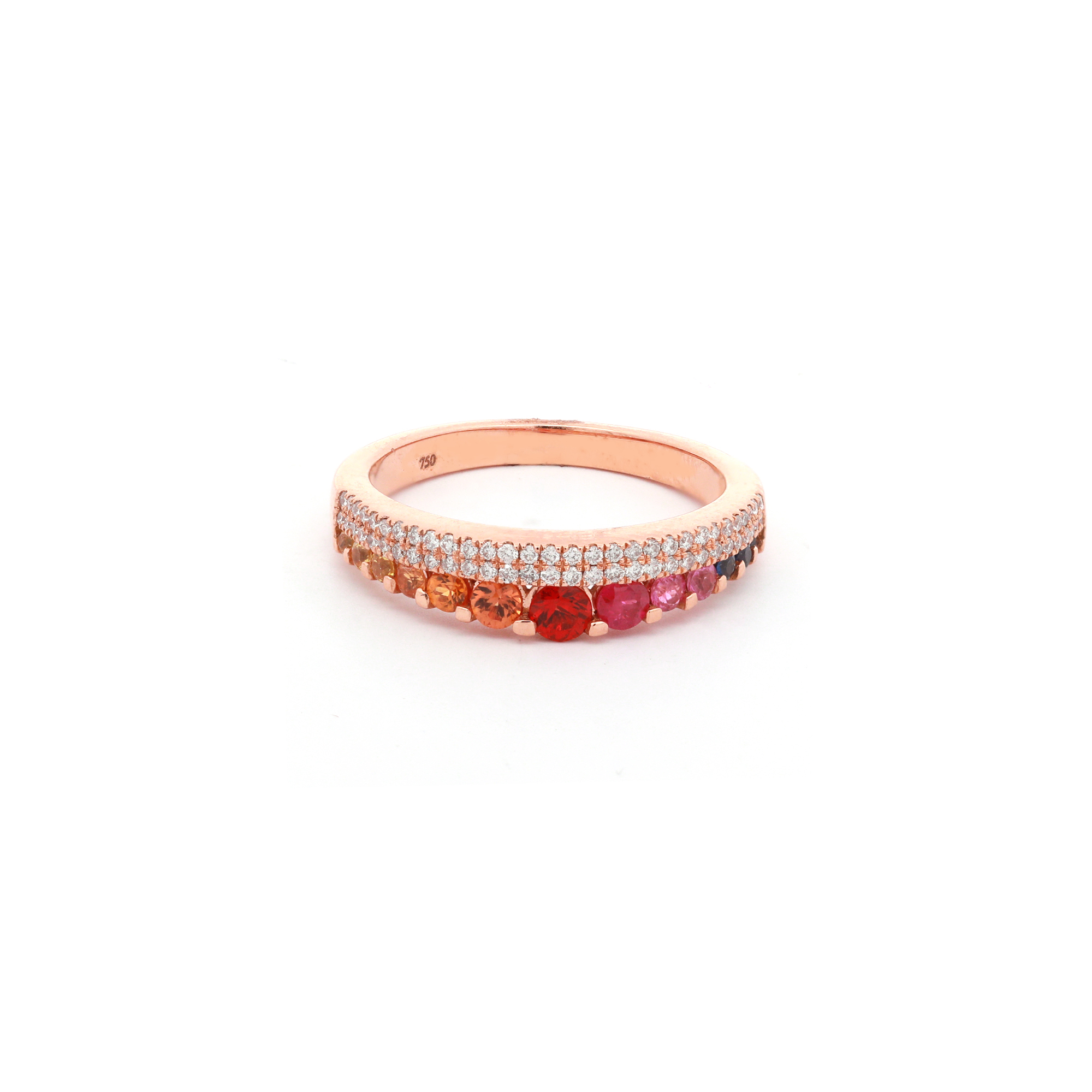 18KT Pink Gold Ring with Mix Sapphires & Diamonds.