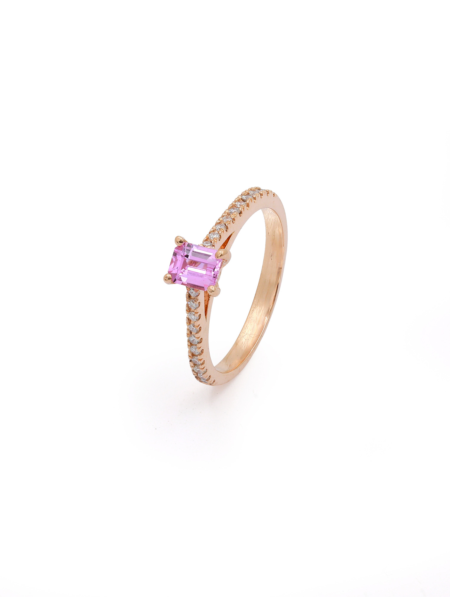 18KT Pink Gold Ring with Pink Sapphire & Diamonds