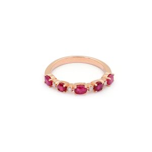 18KT Pink Gold Ring with Ruby & Diamonds