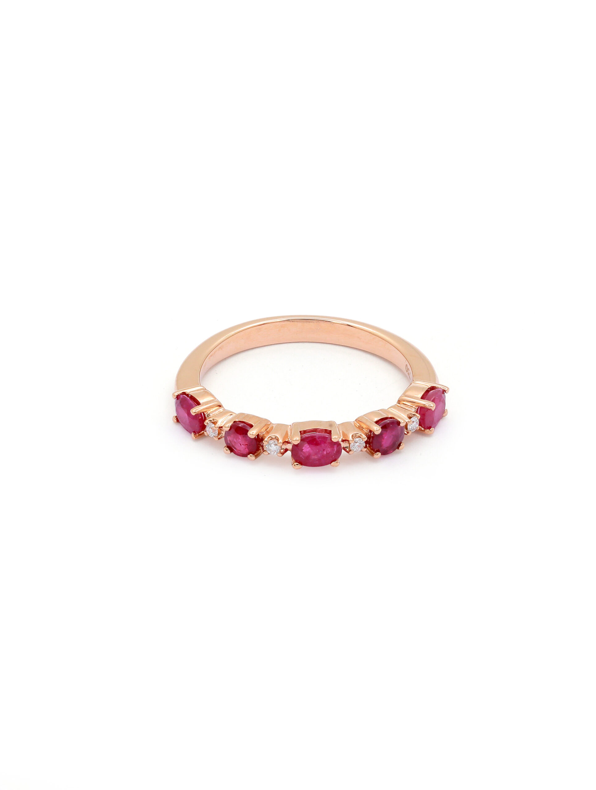 18KT Pink Gold Ring with Ruby & Diamonds