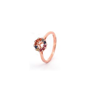 18KT Pink Gold Ring with Mix Sapphires & Diamonds