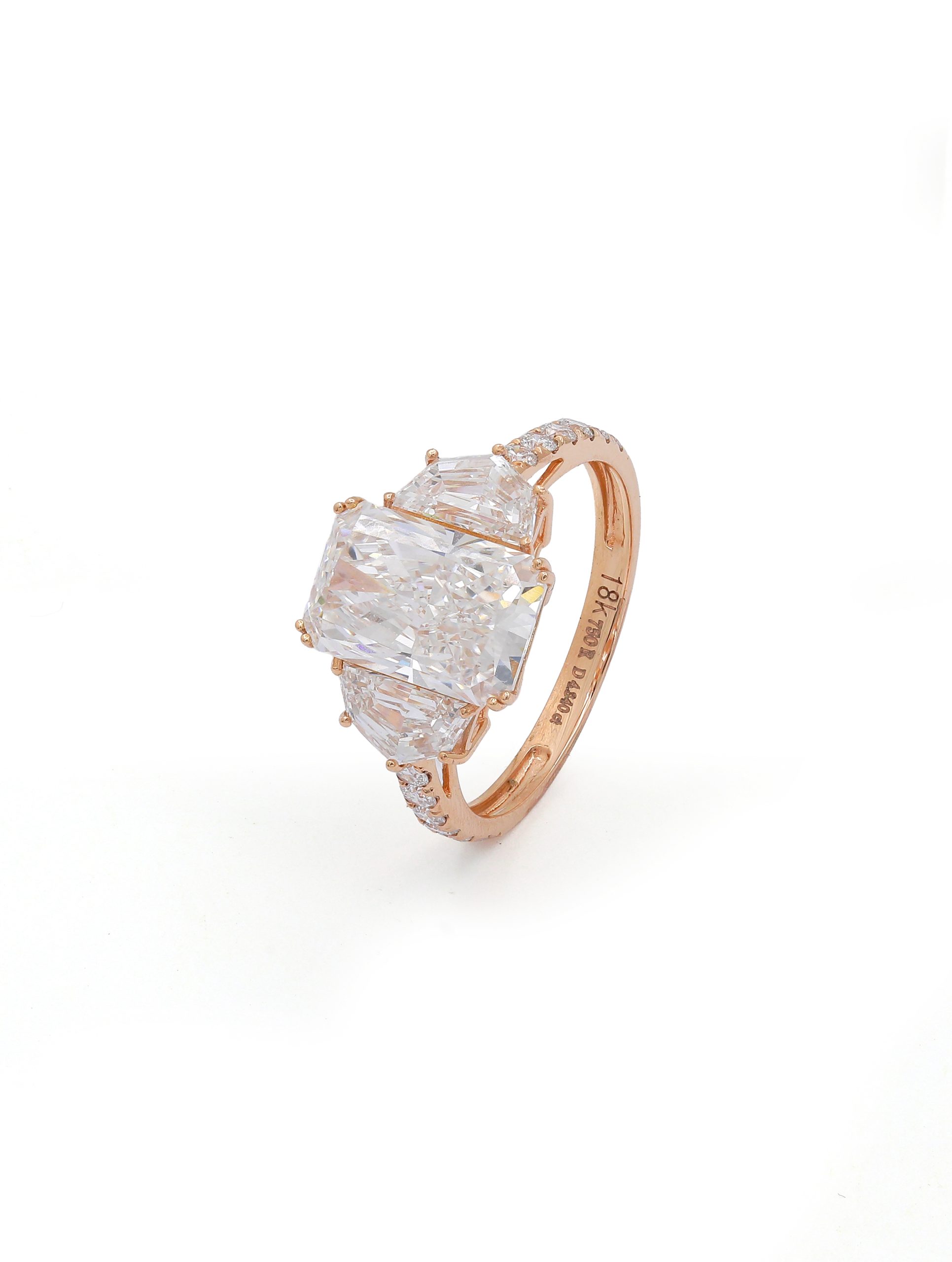 18KT Pink Gold Ring with Lab Grown Diamonds